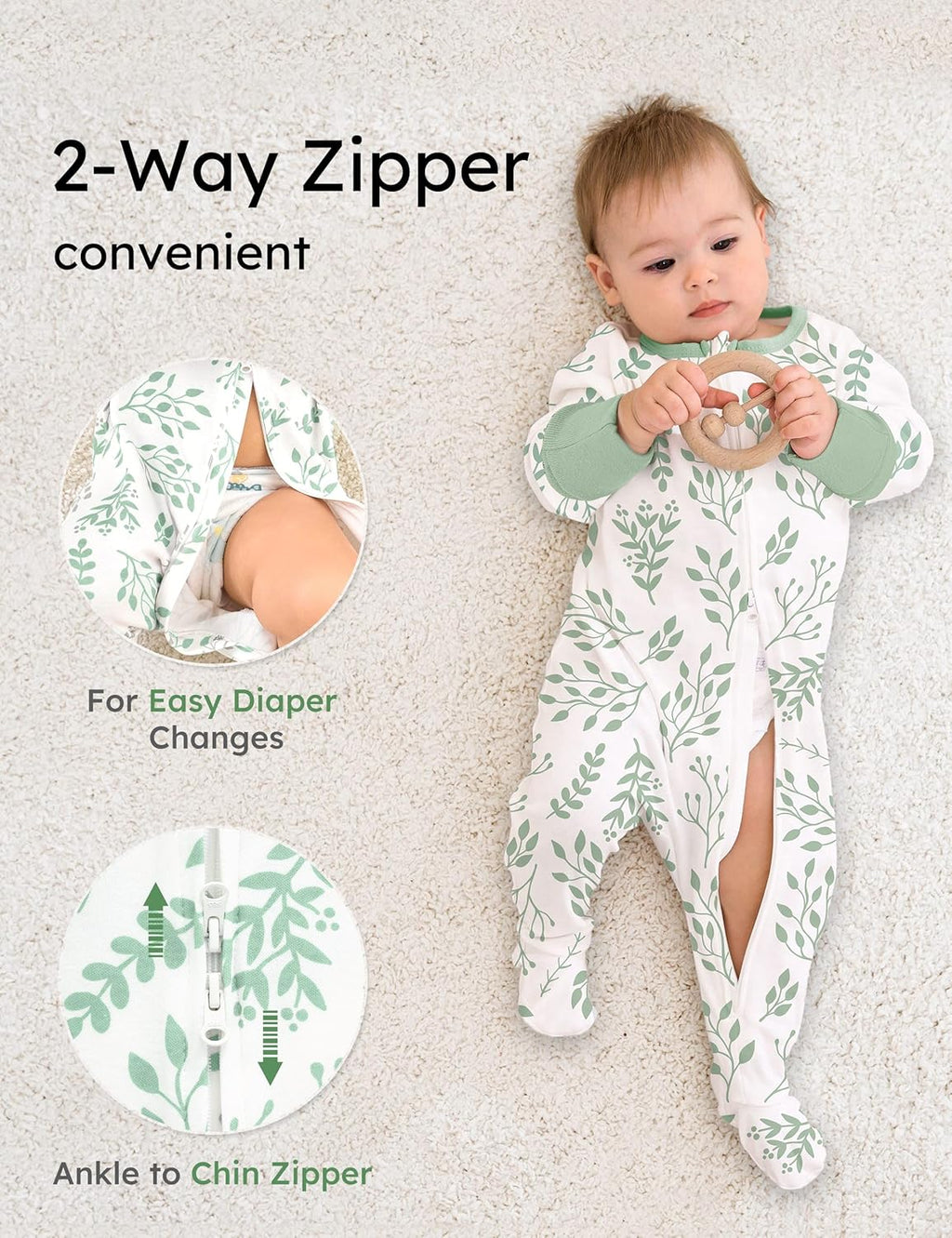 Yoofoss Organic Baby Sleep Sacks - 100% Cotton 3-Pack for 0-6 Months | Baby Clothes 3-Pack for 0-3 Months