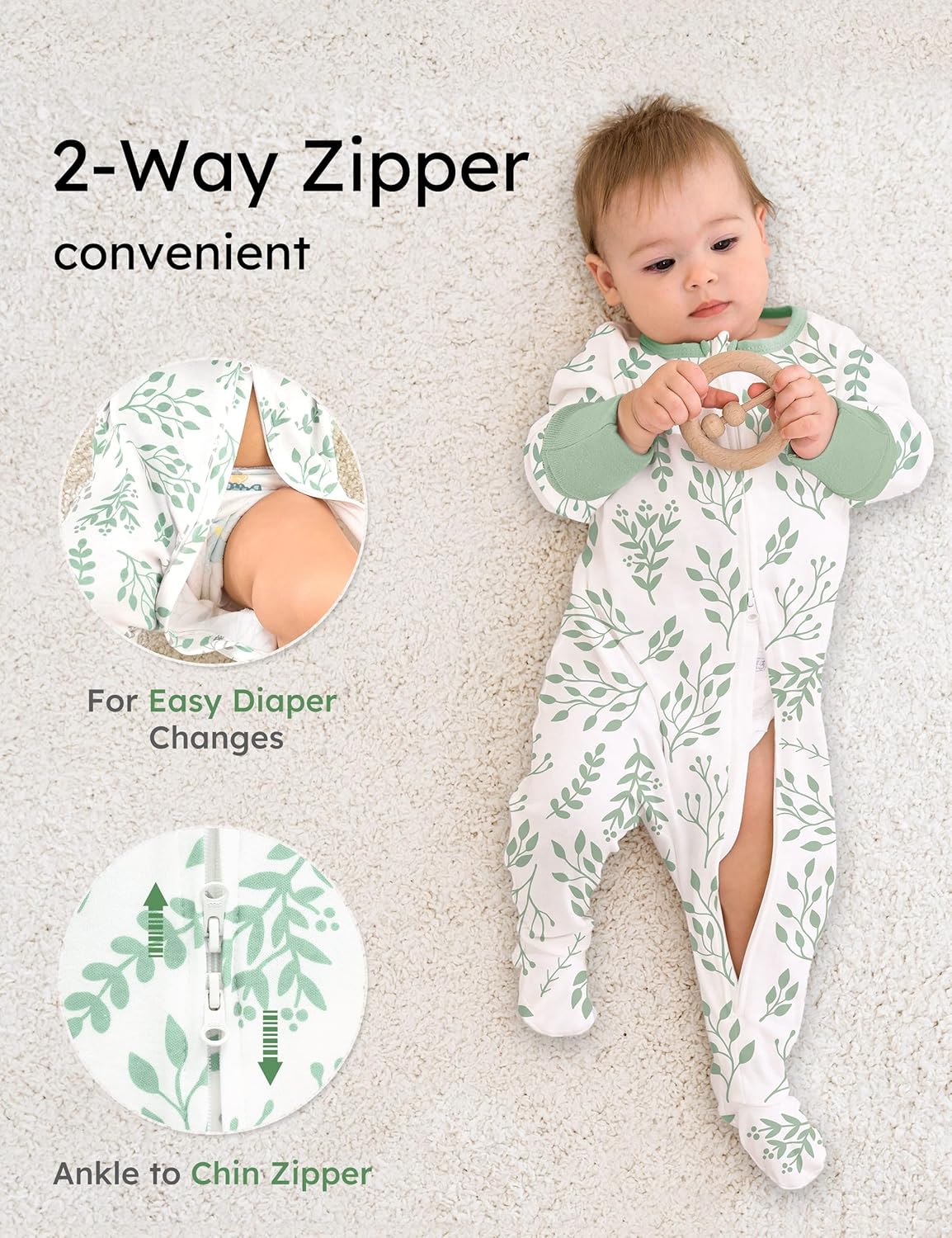 Yoofoss Organic Baby Sleep Sacks - 100% Cotton 3-Pack for 0-6 Months | Baby Clothes 3-Pack for 0-3 Months