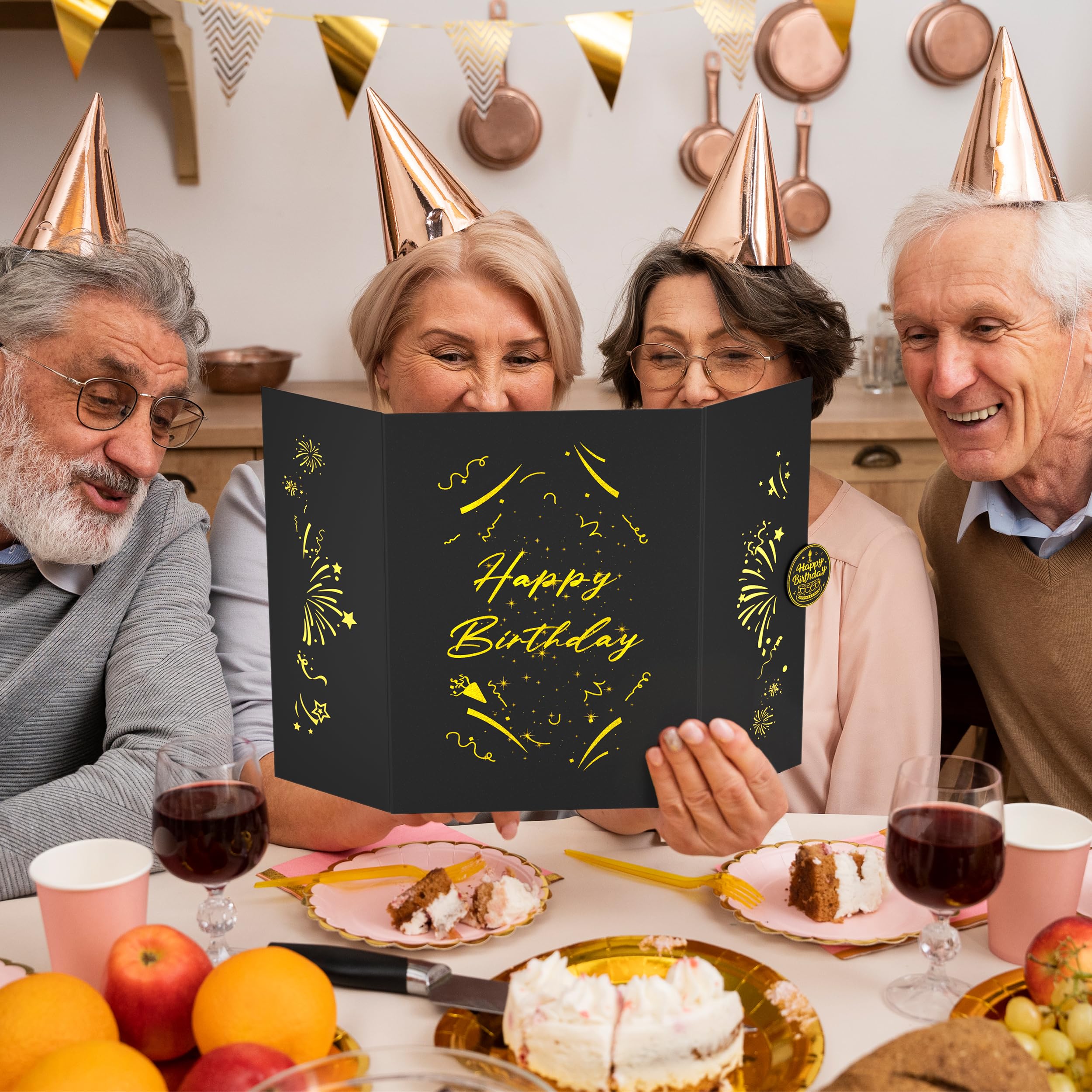 Pranski Black Gold 1st-99th Happy Birthday Party Decorations 18"x12" Birthday Guest Book for Men Women Suitable for All Ages Birthday Gifts Birthday Card
