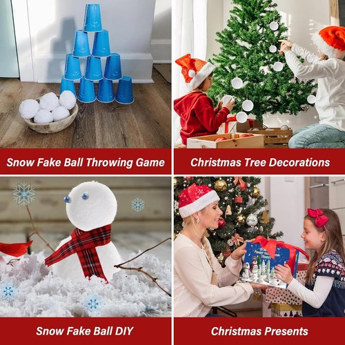 Homiar Snow Toy Balls - 150 Pack Indoor & Outdoor Soft Fake Snowballs for Kids' Fun & Christmas Games