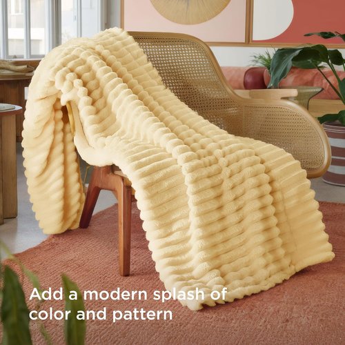 Bedsure GentleSoft Fleece Blanket - Super Soft Custard Yellow Twin Blanket for Couch, 60x80 Inches