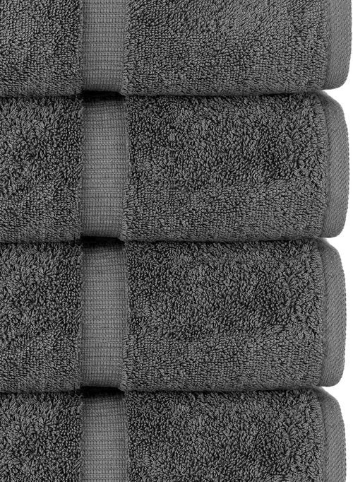 Chakir Turkish Linens - Premium 100% Cotton Bath Towels | Soft & Absorbent | 4-Piece Set in Dark Gray