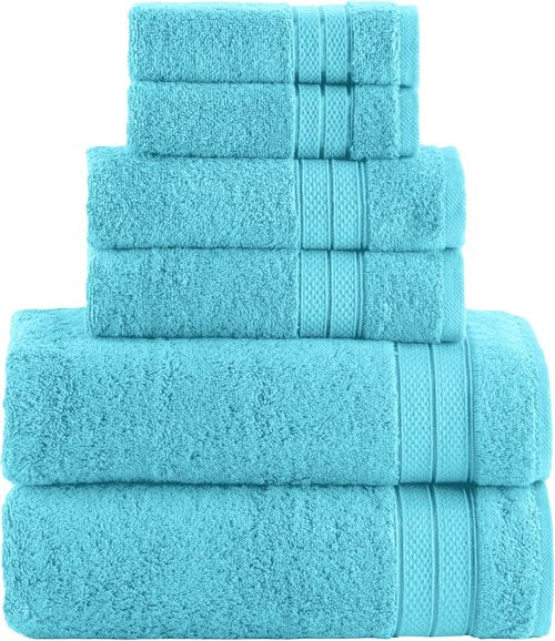 Elegant Comfort Luxury Towel Set - Premium Soft 100% Turkish Cotton, Quick-Drying | Aqua, 6-Piece Set