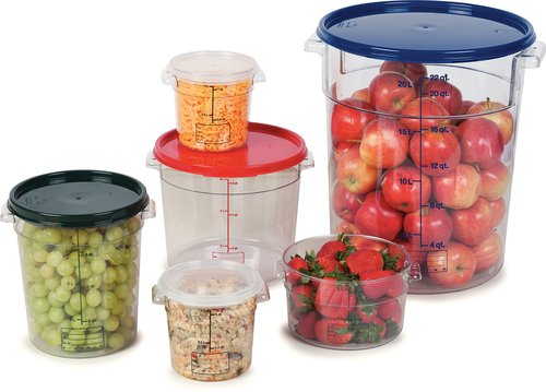 Carlisle FoodService Products Storplus Round Food Storage Container with Stackable Design for Catering, Buffets, Restaurants, Polycarbonate (Pc), 6 Quart, Clear