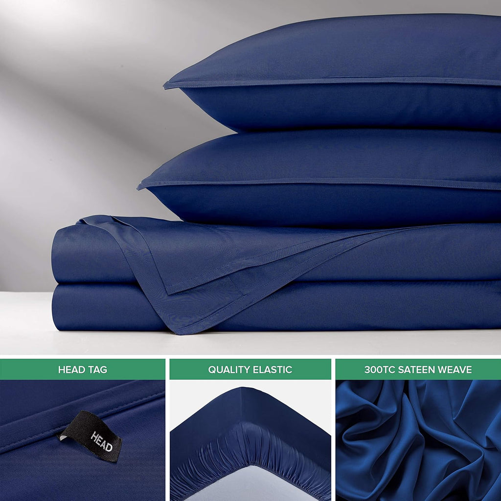 Pure Bamboo Twin Sheets - Luxuriously Soft 100% Organic Viscose Bed Sheet Set | Cooling Comfort, Cobalt Blue