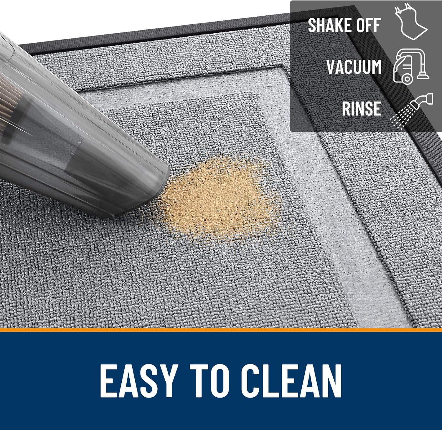 OLANLY Waterproof All-Season Front Door Mat - Sturdy Natural Rubber, Easy Clean, 29.5x17, Ash Gray