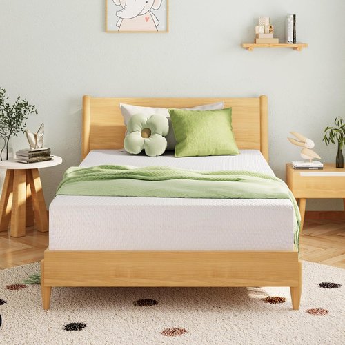 EGOHOME 5-Inch Twin Mattress - Cooling Memory Foam with Green Tea Gel, Medium Firm Support | 75''L x 38''W, White