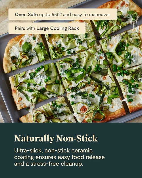 Caraway Non-Stick Ceramic Baking Sheet - Non-Toxic & PTFE Free - Ideal for Baking & Roasting - Large 18" x 13" - Black