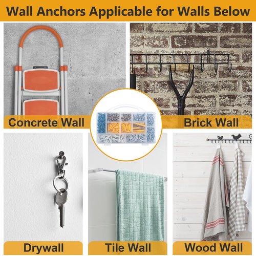 KURUI 510-Piece Wall Hanging Kit - Versatile Picture Hangers with Anchors & Screws for Art & Frames