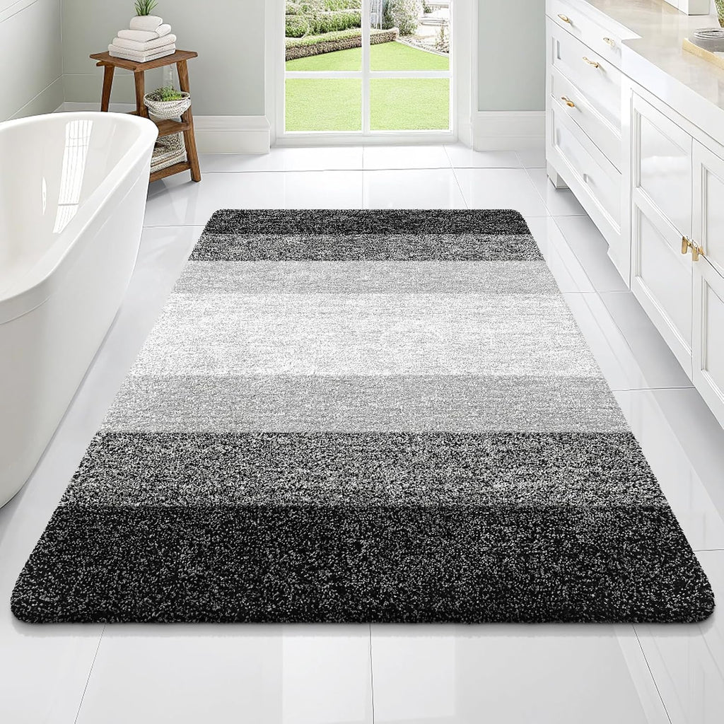 OLANLY Bathroom Rugs Mat - Extra Soft Microfiber Bath Rug with Rubber Backing | 70x46, Quick Dry, Machine Washable, Black