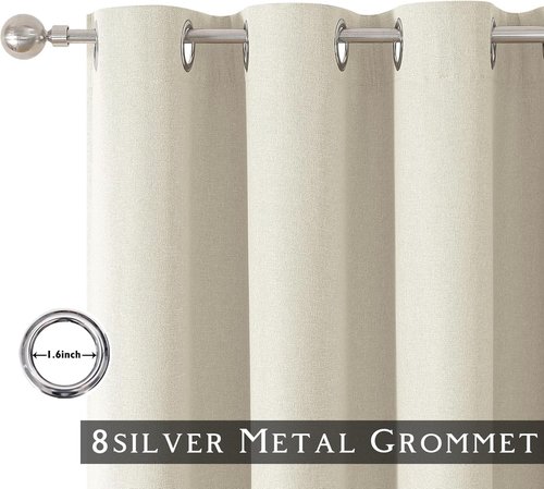 ChrisDowa 100% Blackout Curtains - Birch Solid Thermal Insulated Drapes | 45" Long, 2 Panels for Bedroom & Living Room
