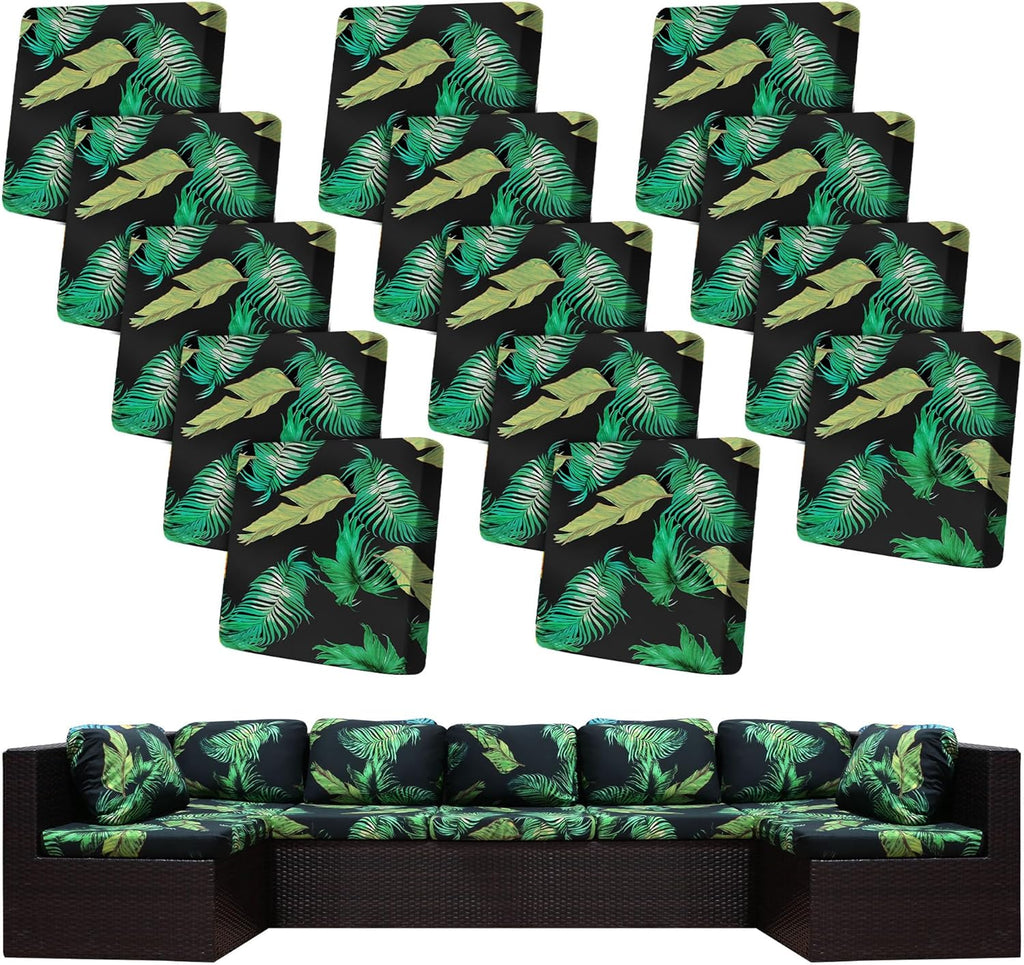 Skiennix 14 Pcs Stretch Patio Cushion Covers - Washable Outdoor Sofa Slipcovers | Summer Colors