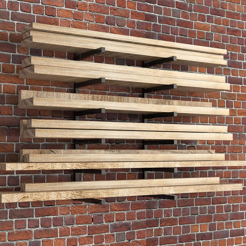 Nandae Heavy-Duty Wall Mount Lumber Storage Rack - 6 Levels for Workshop & Garage | Orange, 2 Pack