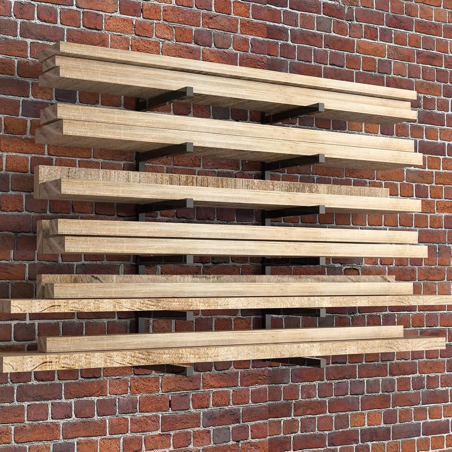 Nandae Heavy-Duty Wall Mount Lumber Storage Rack - 6 Levels for Workshop & Garage | Orange, 2 Pack