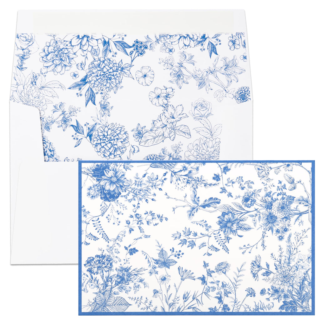 Crisky 50 Pack Blue Floral Blank Note Cards with Envelopes & Stickers, Gold Foil Bridal Shower Thank You Cards Greeting Bulk for Birthday, Baby Shower, Wedding, Graduation