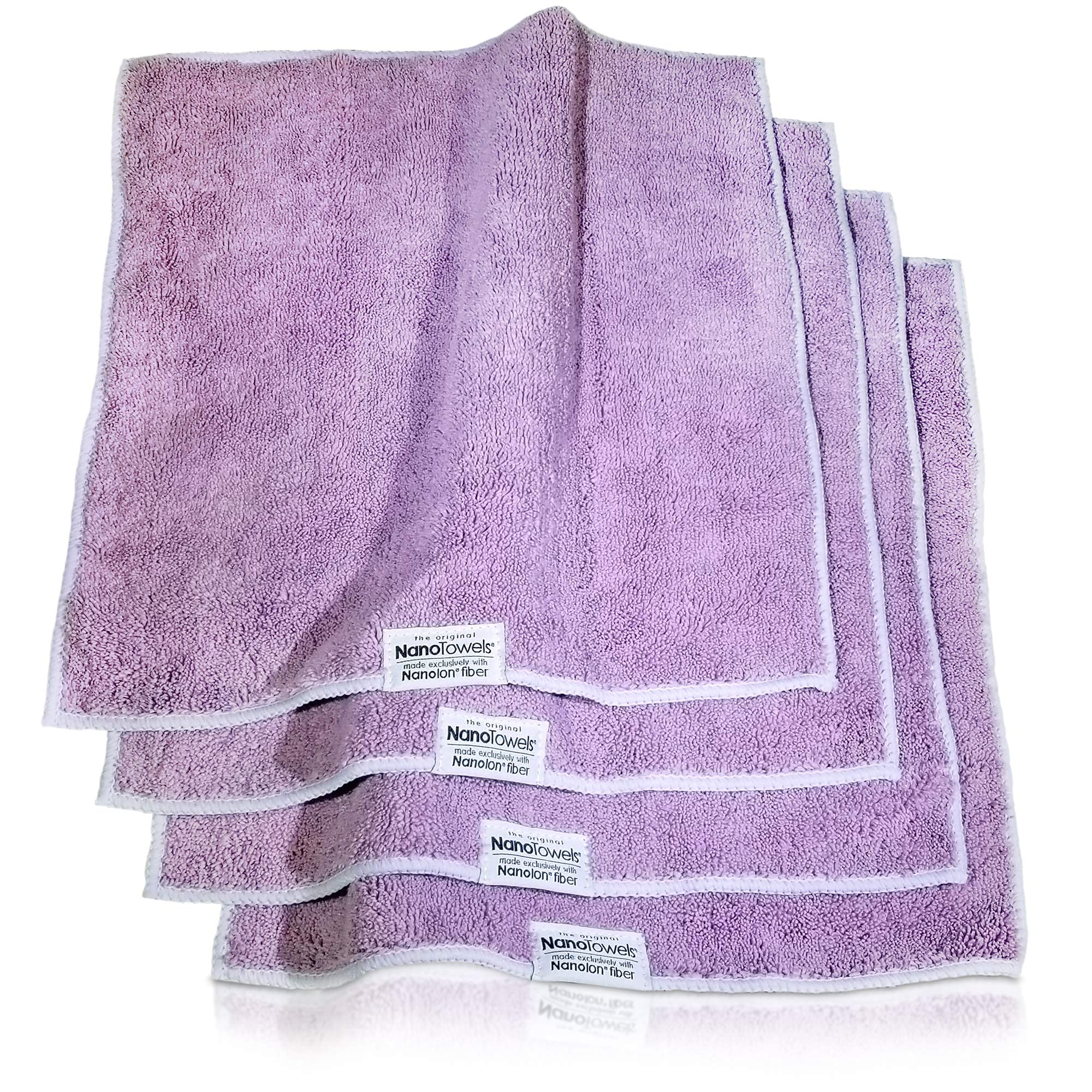 Nano Towels - The Amazing Eco Cloth That Cleans Virtually Any Surface with Only Water. No More Paper Towels Or Toxic Chemicals. 4-Pack (14x14, Lavender)