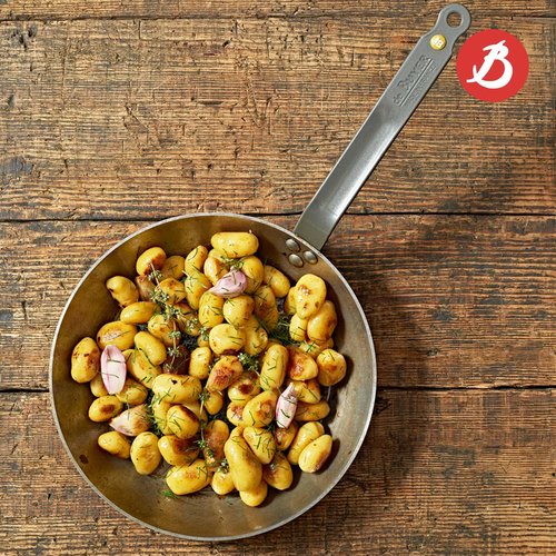 de Buyer MINERAL B Carbon Steel Fry Pan - 8” Diameter, 5.5” Cooking Surface - Ideal for Searing, Sauteing & Reheating - Naturally Non-Stick Finish - Made in France