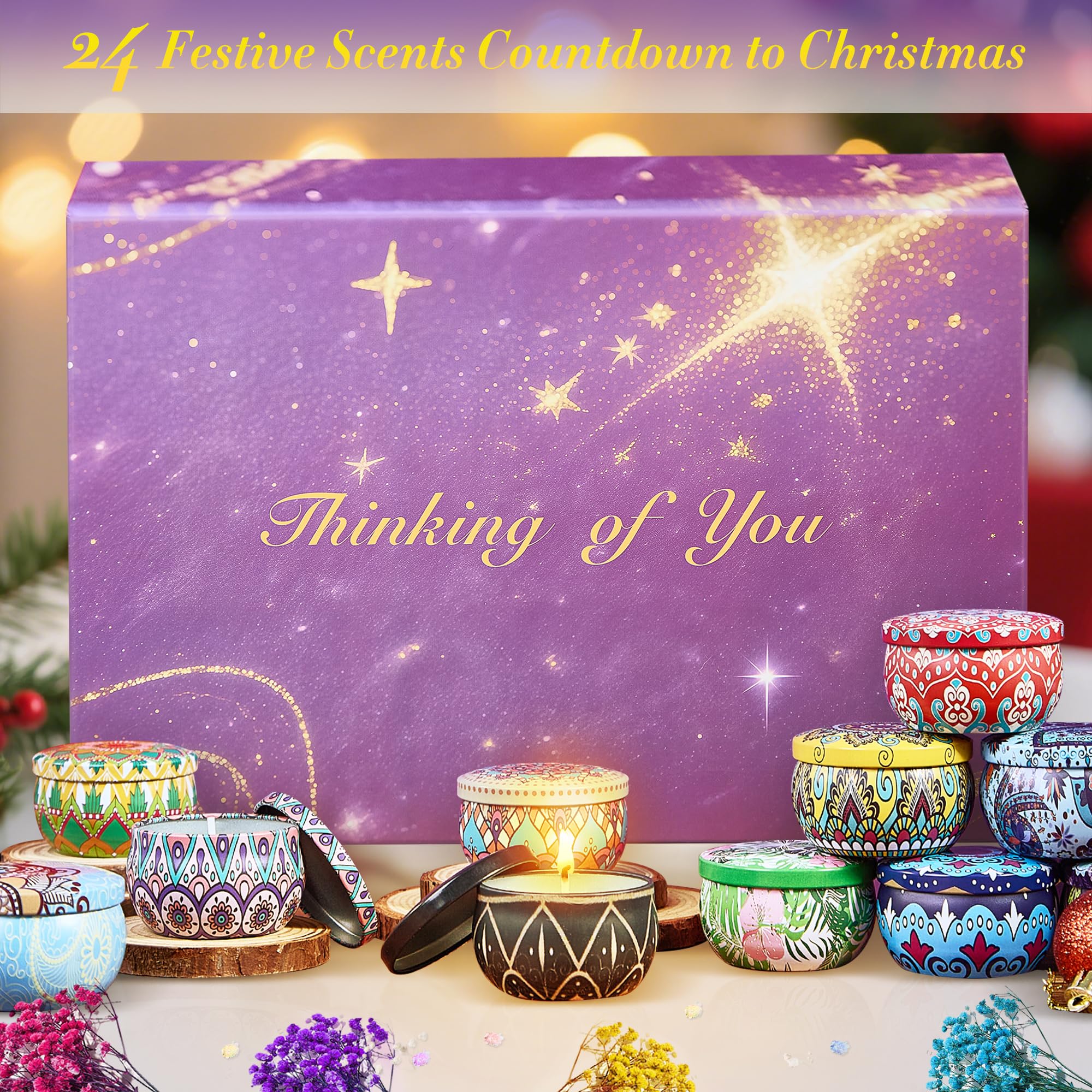 Advent Calendar 2025 - 24 Days Scented Candles Gift Set Christmas Advent Calendars Aromatherapy Candle - Birthday Thanksgiving Mother's Day for Adult Women with Gift Box