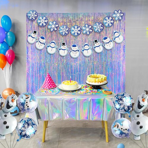 GREATRIL Iridescent Party Streamers Backdrop - Neon Holographic Tinsel Foil Curtain | 3.2ft x 6.5ft, 2 PCS
