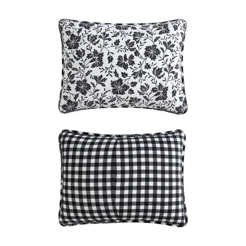 Eddie Bauer - Twin Quilt Set, Cotton Flannel Bedding with Matching Sham, Rounded Corners, Diamond Corner Stitch, Dorm Essentials (Woodblock Floral Black)