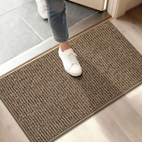 BEQHAUSE Dirt Trapper Door Mat - Non-Slip, Washable, Absorbent Entryway Rug | 17" x 30", Beige