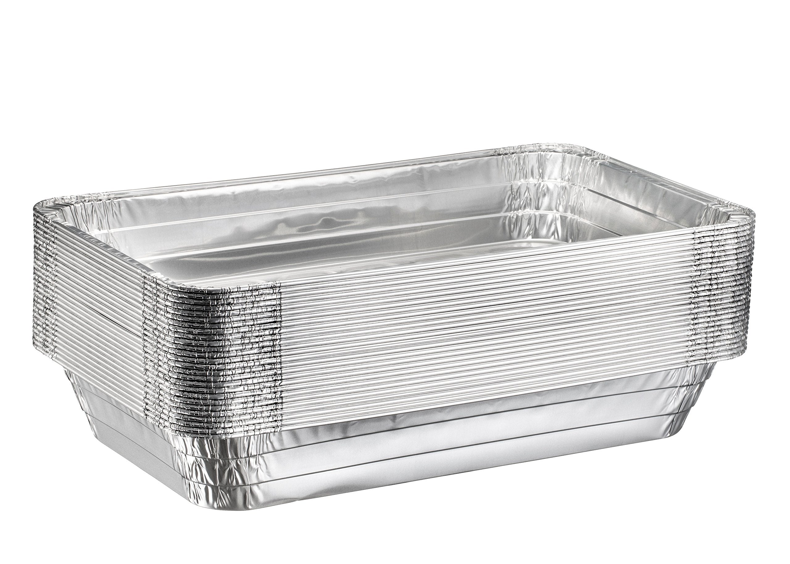 Plastible Full Size Deep Steam Aluminum Table Pans - Disposable to go Foil Pans for Chafing, Baking, Storing and Catering Containers (21” x 13” x 3”) (10, With Lids)