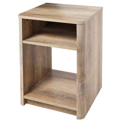 Creative Co-Op Wood End Table with Storage, Coastal Oak