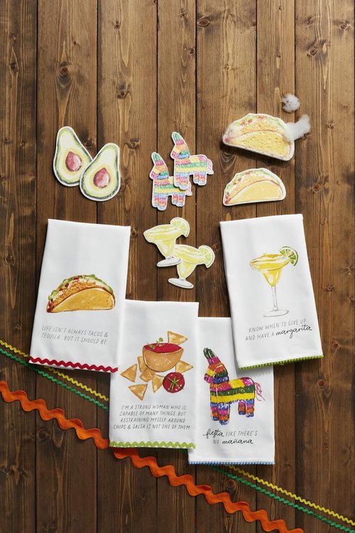 Mud Pie Pinata Printed Trim Towel; 26" x 16 1/2"