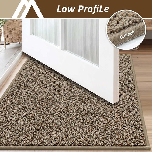COSY HOMEER Non-Slip Door Mat - Absorbent 17" x 30" Entryway Rug | Washable Taupe Floor Mat