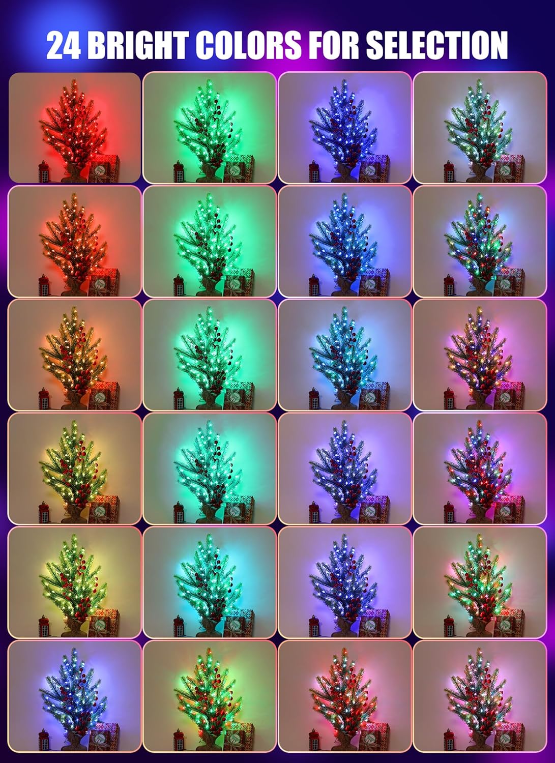 Minetom Color Changing Fairy String Lights - 33 ft, 100 LED, 24 Colors, USB Silver Wire with Remote & Timer