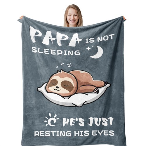 Remwiso Papa Gifts from Grandkids, Funny Gifts for Papas, Papa’s Birthday Gifts, Best Papas Gifts for Grandpa, Fathers Day Grandpa Gifts, Super Soft & Cozy Sloth Blanket 60" x 50"