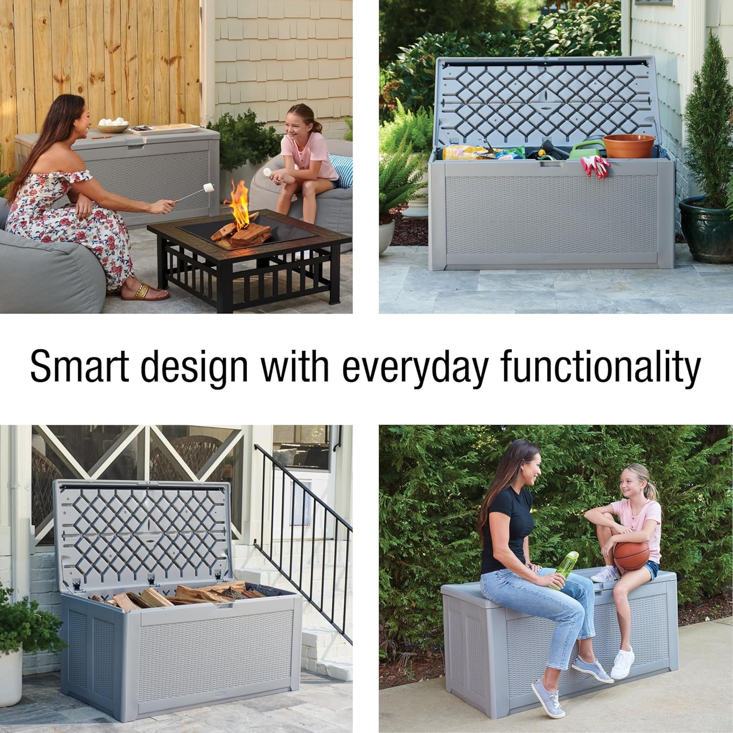 Rubbermaid Extra Large Resin Outdoor Storage Deck Box - 134 Gal, Weather Resistant, Gray | Ideal for Deck, Patio & Garden Organization