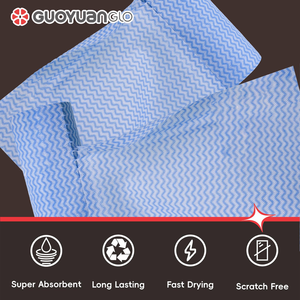 GUOYUANGLO Disposable Cleaning Cloths Roll Disposable Dish Cloth Multi-Purpose Heavy Duty Paper Towels-200 Sheets,Blue