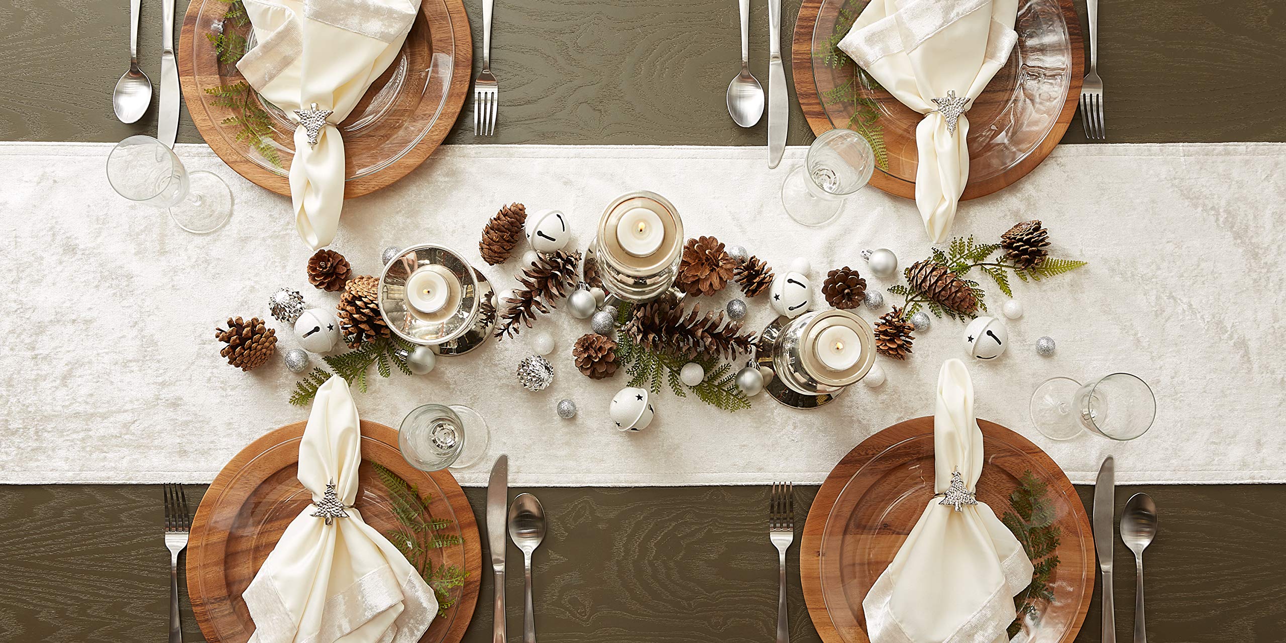 DII Velvet Collection Tabletop, Table Runner, 14x72, Cream