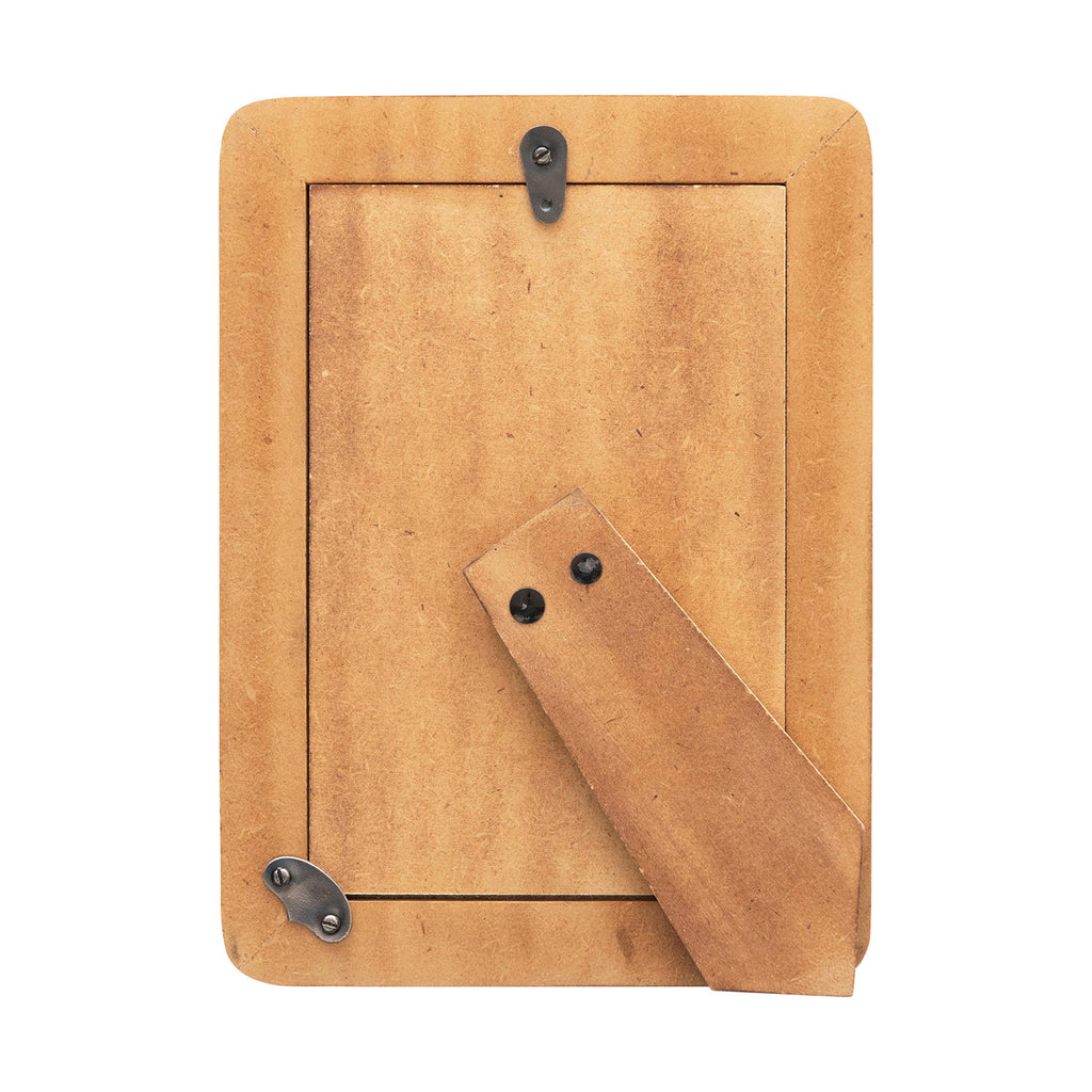 Creative Co-Op Hand-Carved Horn Photo Frame with Brass Border, Black & Natural (Holds 4" x 6" Photo)