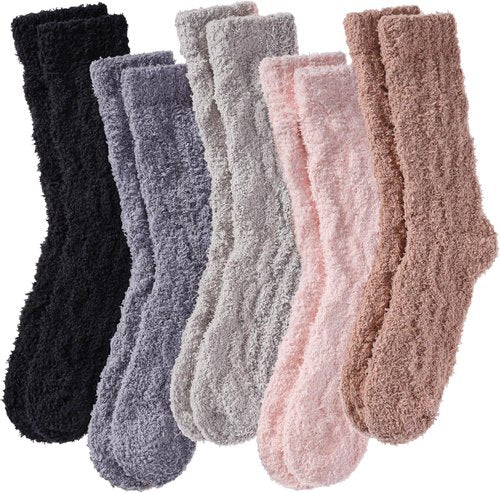 LANLEO Fuzzy Socks for Women - Soft Cozy Fluffy Winter Slipper Socks | Microfiber Plush Design
