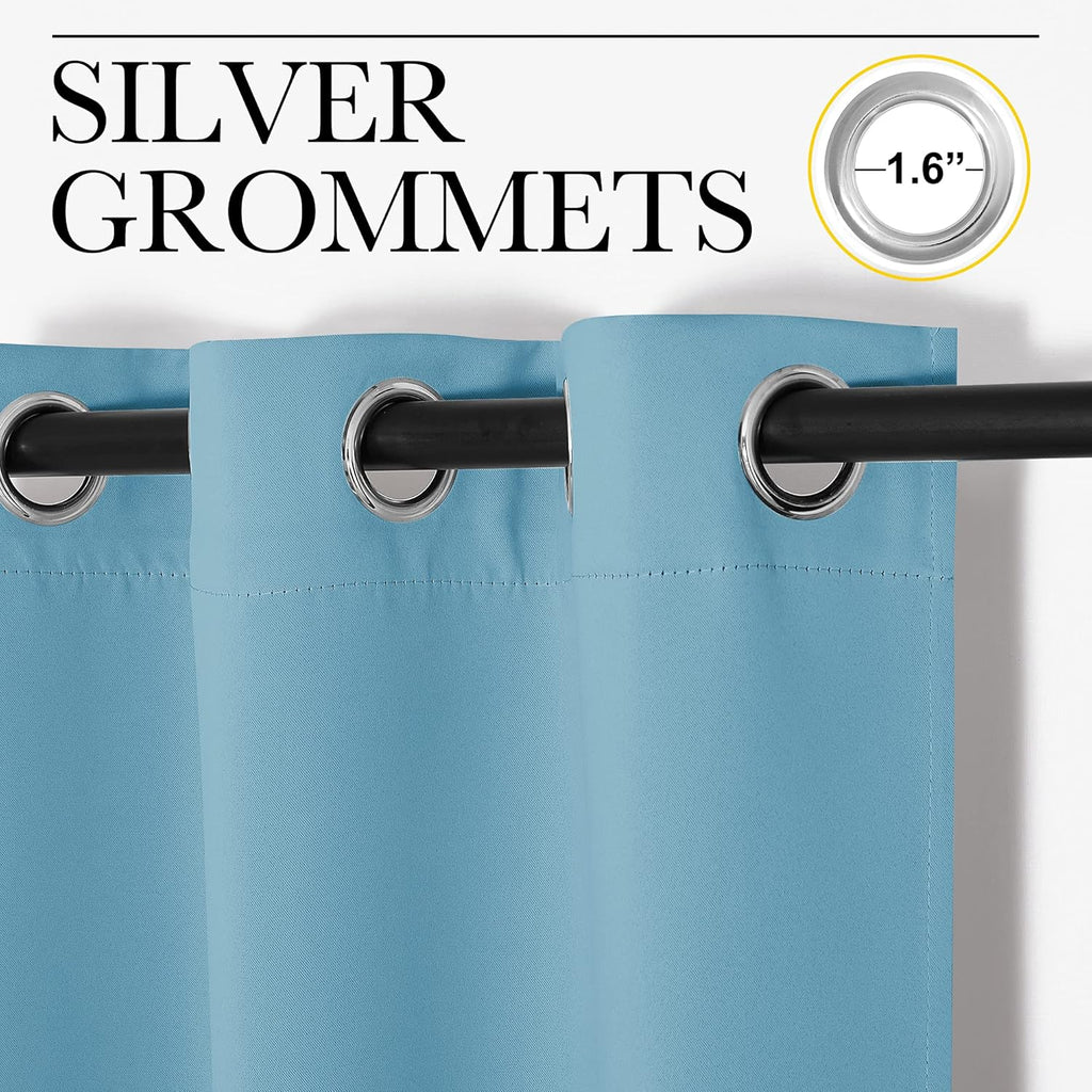 NICETOWN Teal Blue Blackout Curtains - 120 Inch Length, Thermal Insulated, 2 Panels for Large Windows