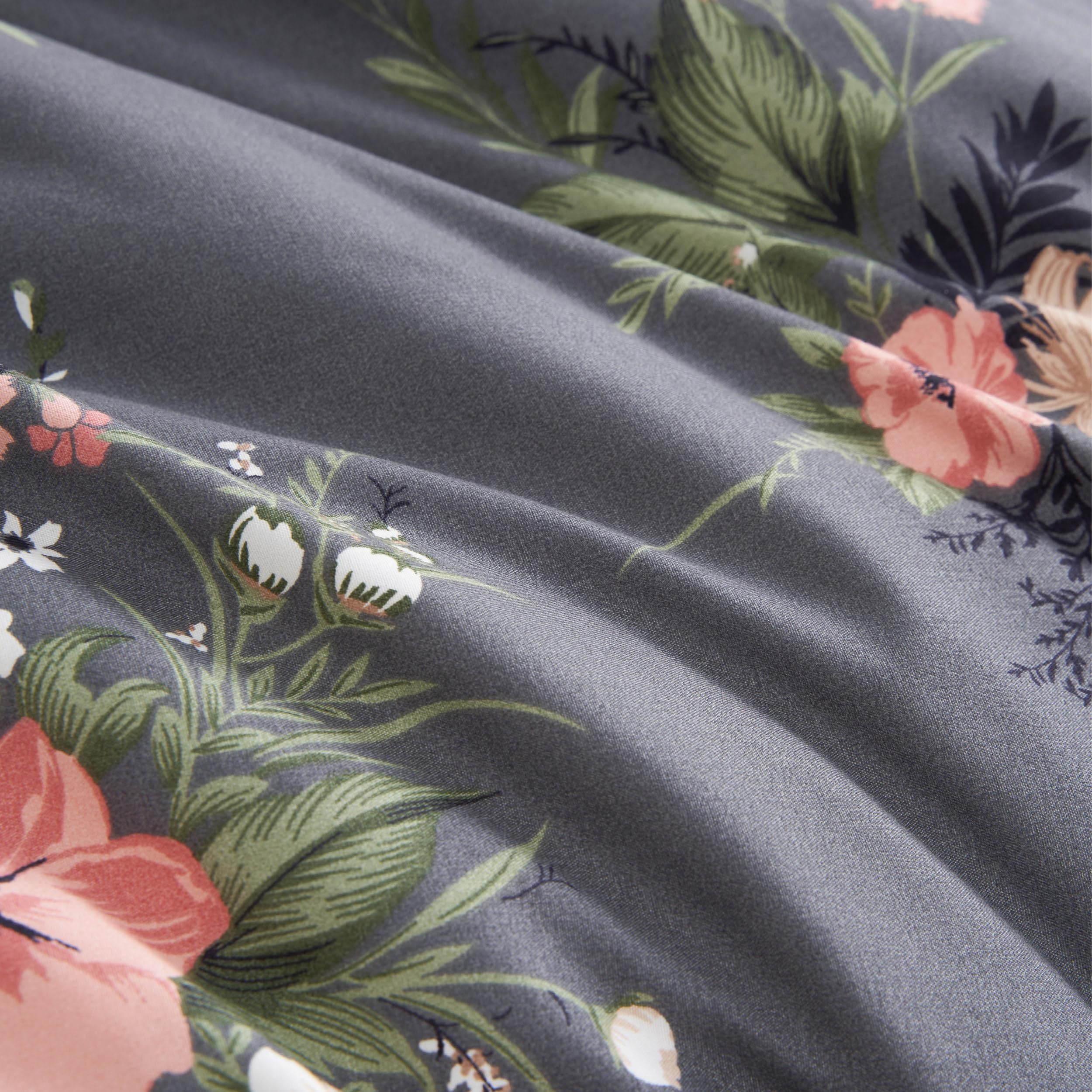 Lucky Brand Cali Bouquet Floral Dark Grey Duvet Cover Set - Twin/Twin XL Size - 2 Piece Luxurious Bedding Ensemble