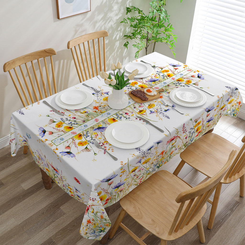 cusugbaso Spring Tablecloth 60x84 Inch for Rectangle Tables - Blooming Flower Spring Decorations for Home - Water Resistant Flower Table Cloth for Party,Table