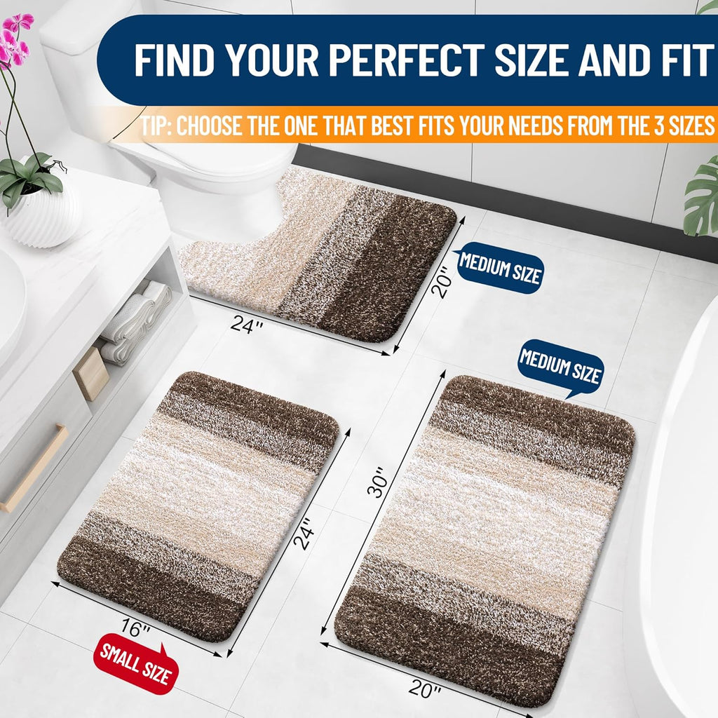 OLANLY Bathroom Rugs - Extra Soft Microfiber Mat 36x24 | Quick Dry, Machine Washable, Rubber Backing, Light Brown