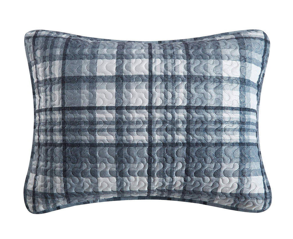 Dearfoams Stone Lane Plaid Micromink 3 Piece Quilt Set, King