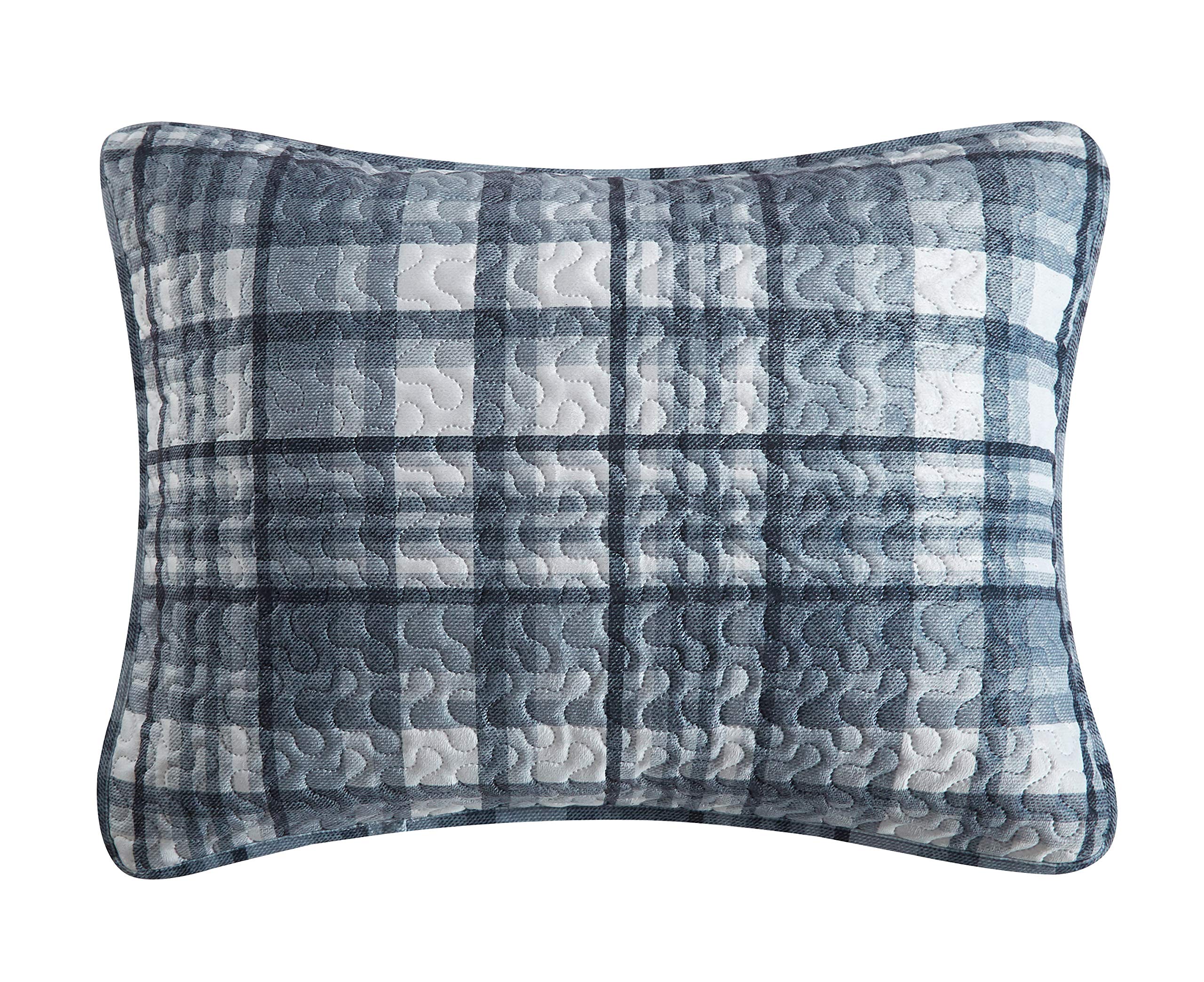 Dearfoams Stone Lane Plaid Micromink 3 Piece Quilt Set, King