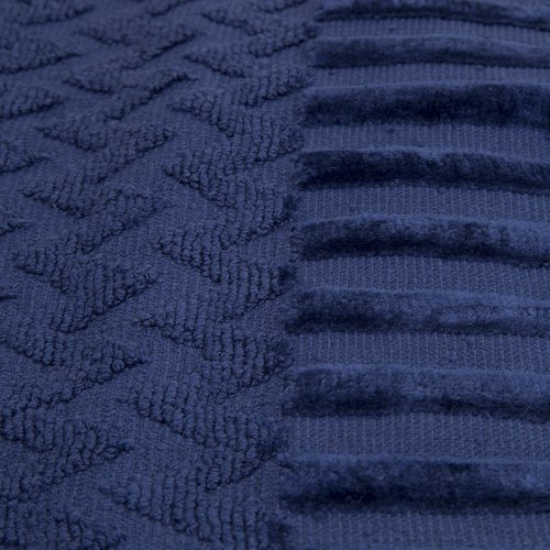 Lavish Home 6-Piece Cotton Deluxe Plush Bath Towel Set – Chevron Pattern Plush Sculpted Spa Luxury Decorative Body, Hand and Face Towels (Navy), 27'x54"x0.25"