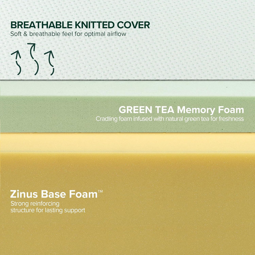 Zinus 6 Inch Green Tea Memory Foam Mattress - Full Size, Fiberglass-Free, CertiPUR-US Certified, Custom Contour Support
