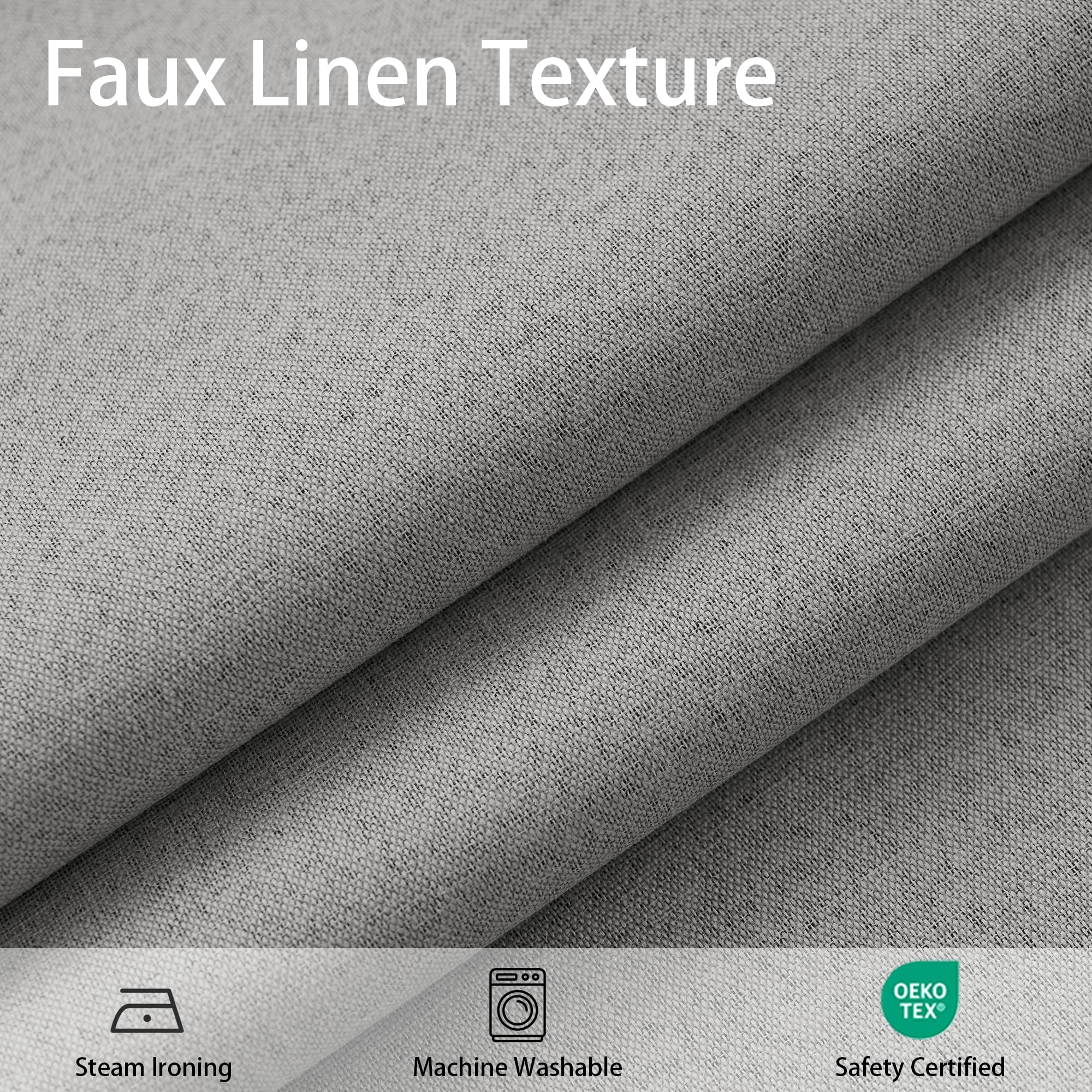 NICETOWN Grey Faux Linen 100% Blackout Blind Large Doorway Curtain Self Adhesive Drape, No Drill Easy to Install for Living Room Window Treatment, W59 x L84, 1 Panel