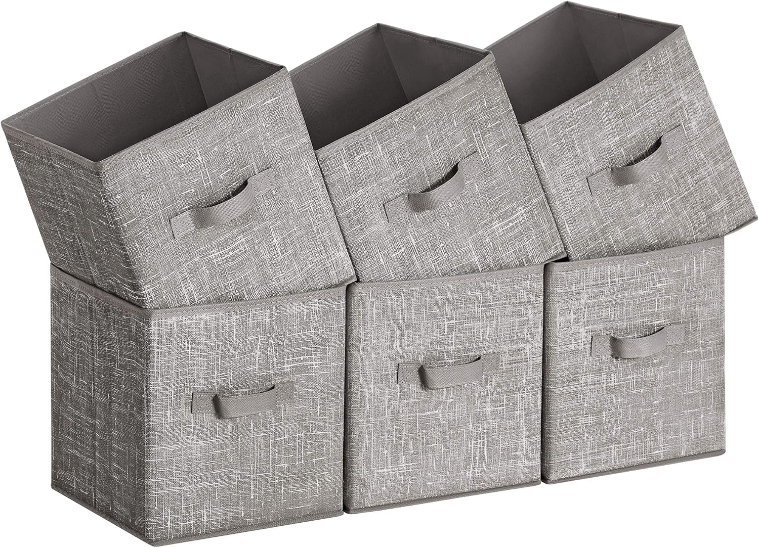 SONGMICS Storage Cubes - 11-Inch Foldable Non-Woven Fabric Bins with Double Handles | Set of 6 in Taupe