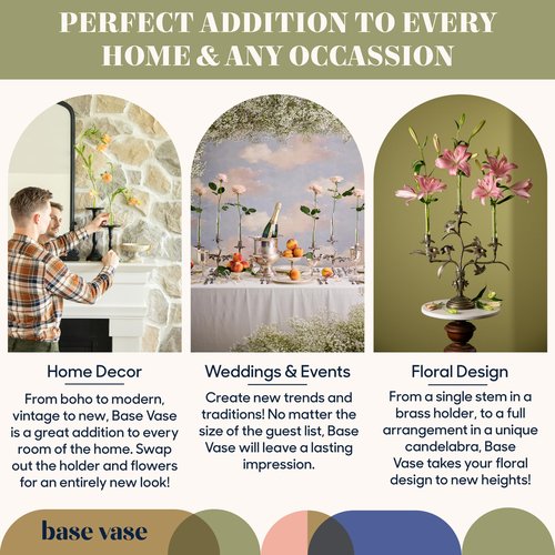 Base Vase (3-Pack) - The Bud Vase That Fits in Taper Candle Holders | Create Floral Arrangements for Tablescapes, Centerpieces, Weddings and Home Decor