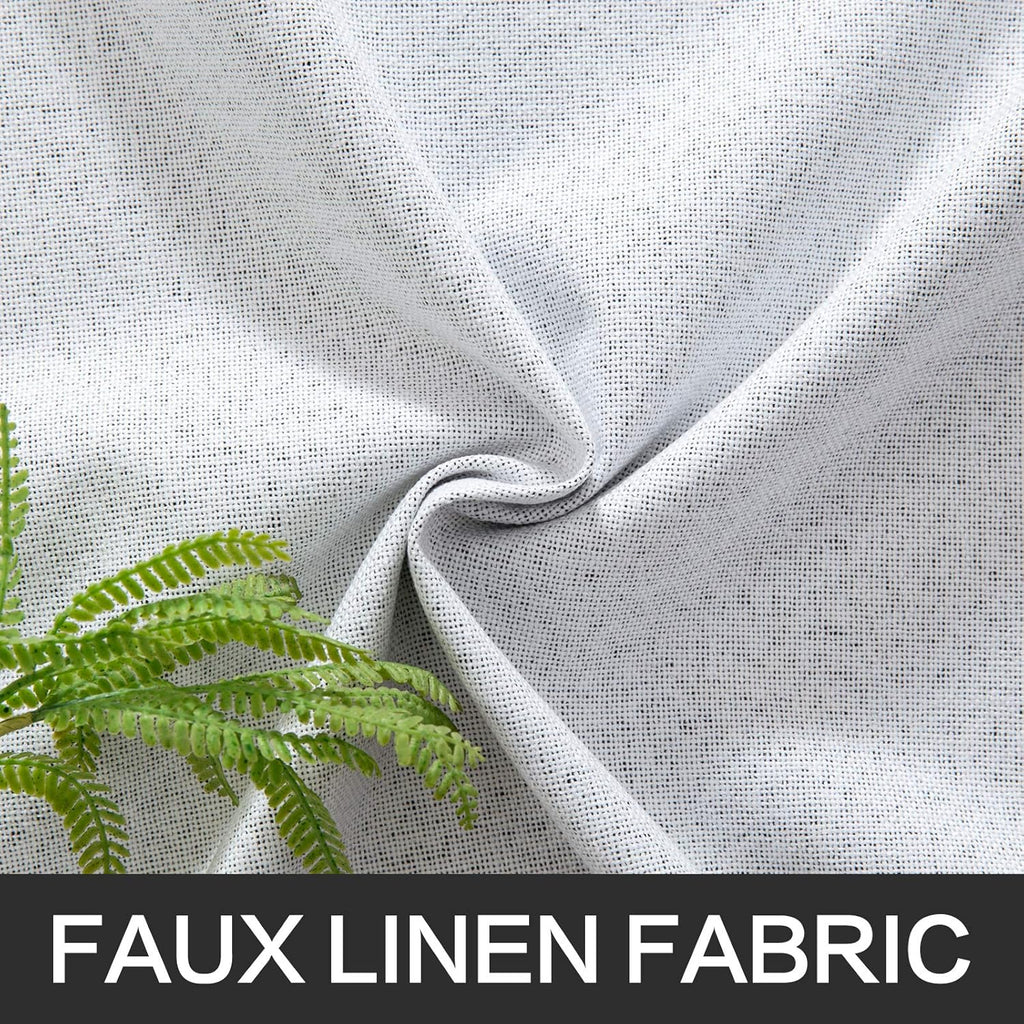MIULEE 90-Inch Linen Texture Blackout Curtains - Thermal Insulated Grayish White Grommet Panels (Set of 2)