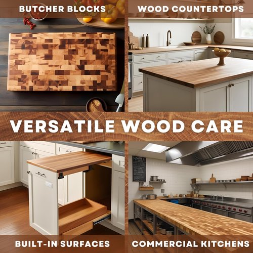 Rhino Wax Butcher Block Ultimate Care Kit - Includes Cutting Board Oil, Wax, Wood Spray Cleaner, Bench Scraper, LG Applicator, 3 Cloths - for Butcher Block Countertops and Large Cutting Boards
