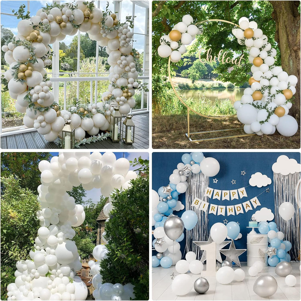 RUBFAC 129-Piece Latex Balloon Set - White & Pastel Blue for Birthday Party | Baby Shower Decor